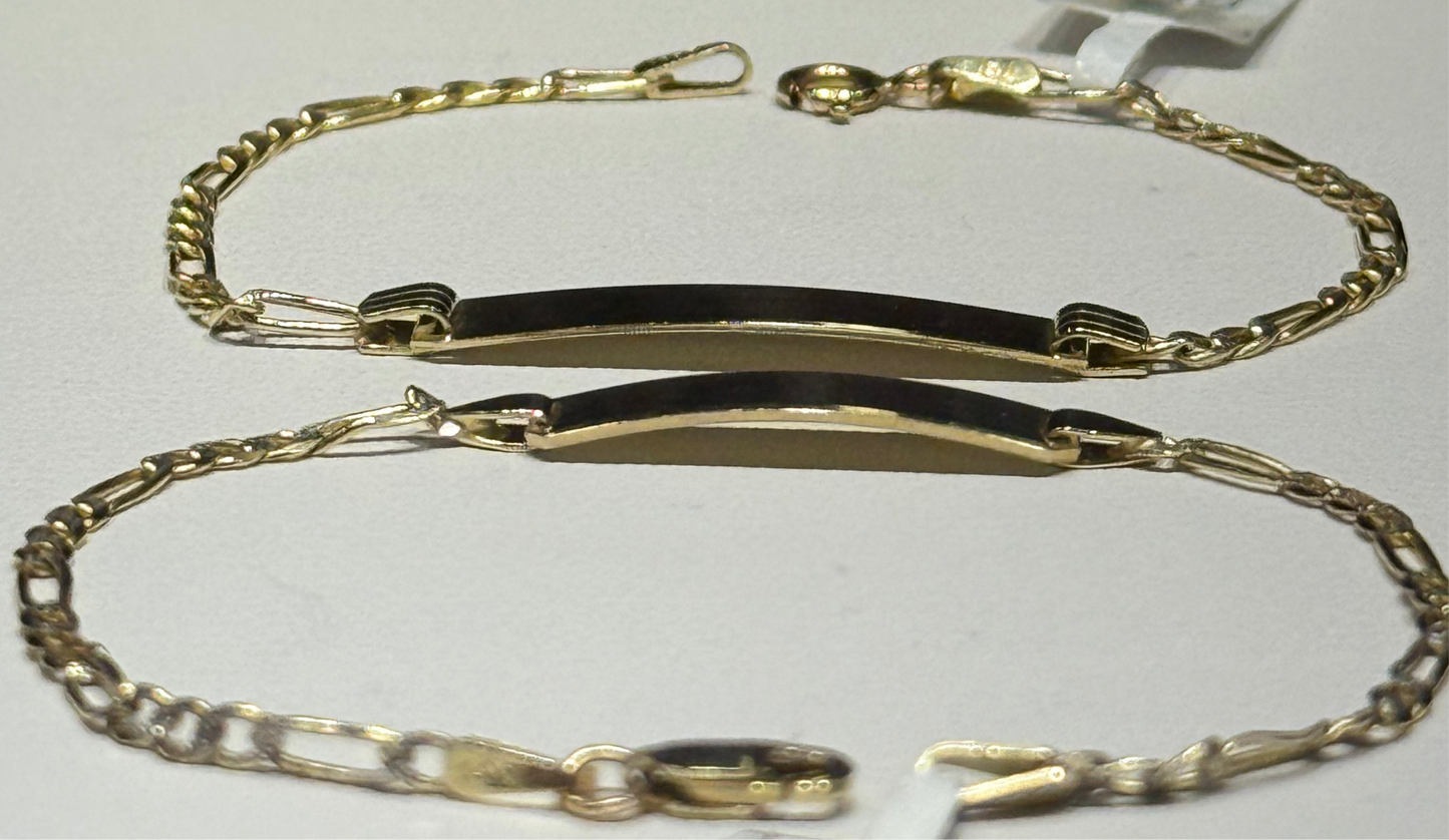 14k Baby ID Bracelet Fígaro with Diamond Cut