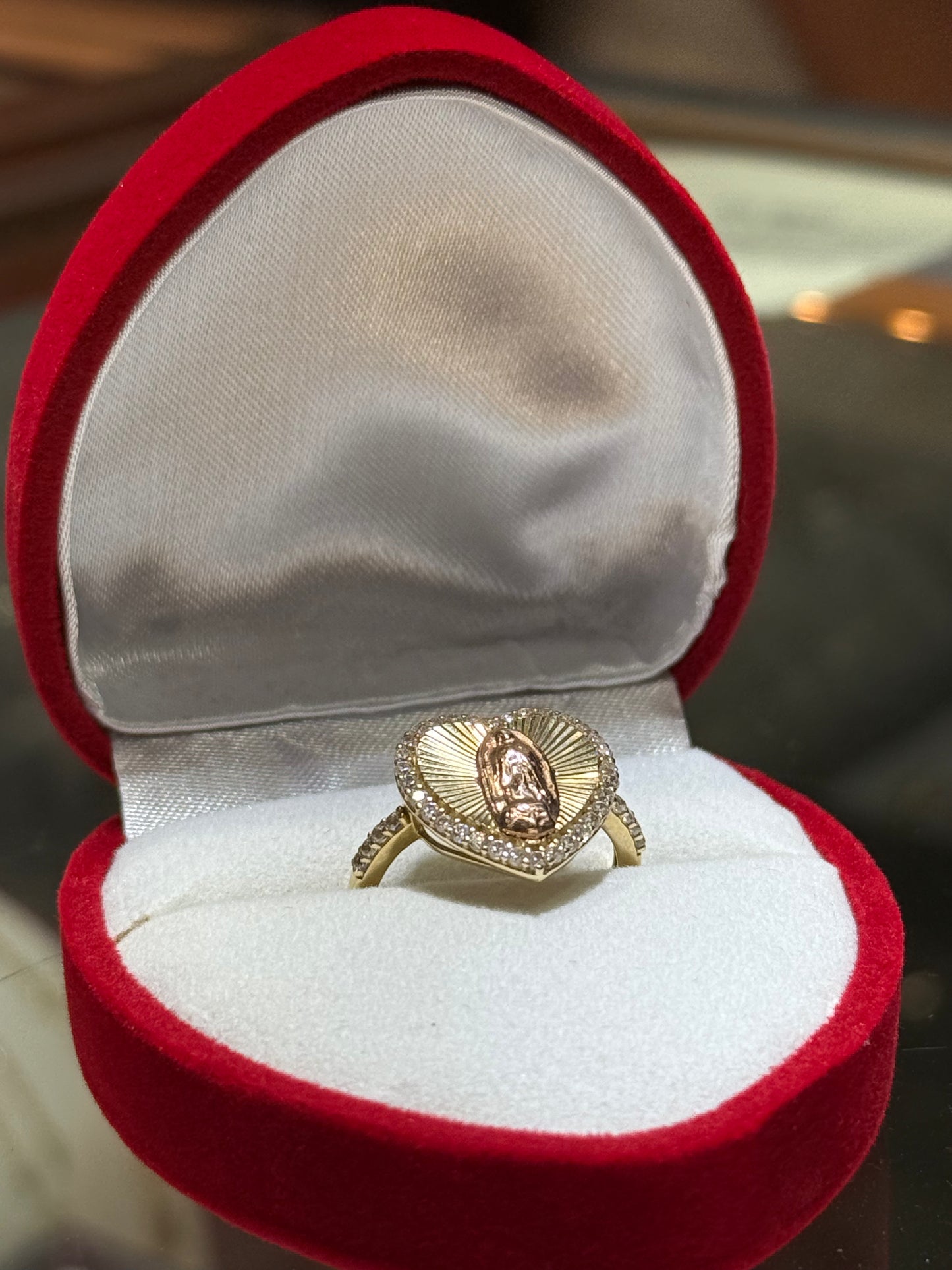 14k Heart Virgencita Two Tone Ring