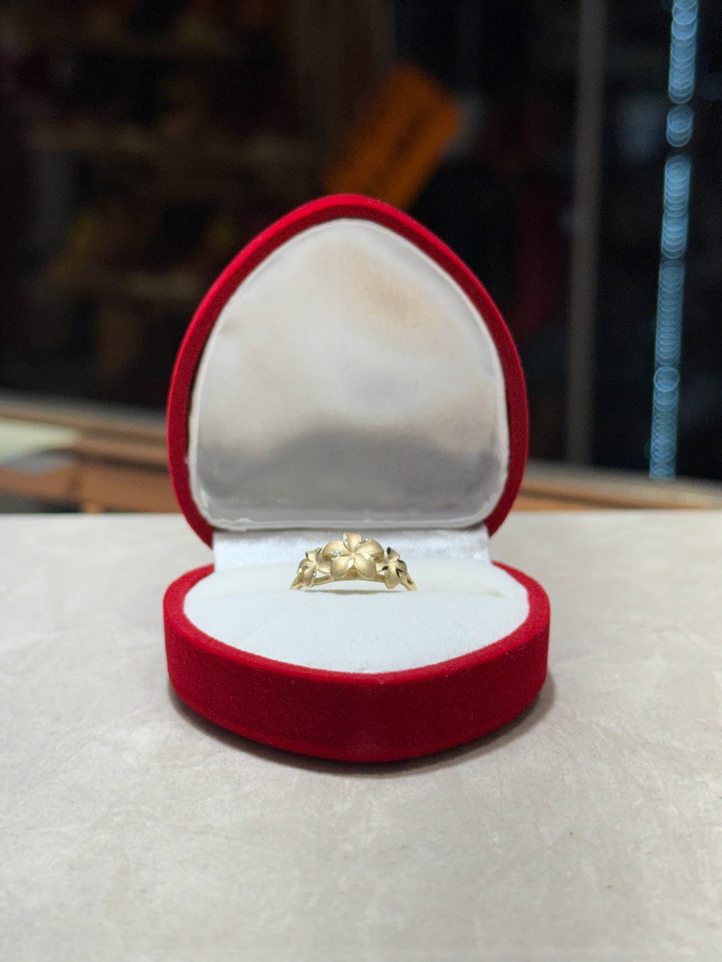 14k Gold Hibiscus Ring