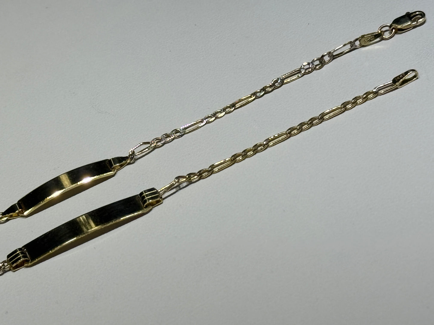 14k Baby ID Bracelet Fígaro with Diamond Cut