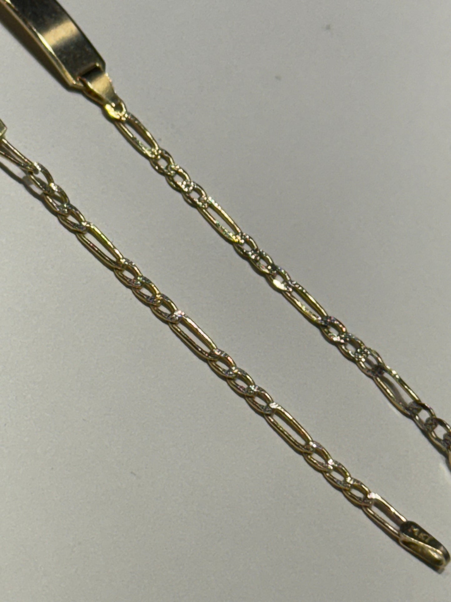 14k Baby ID Bracelet Fígaro with Diamond Cut