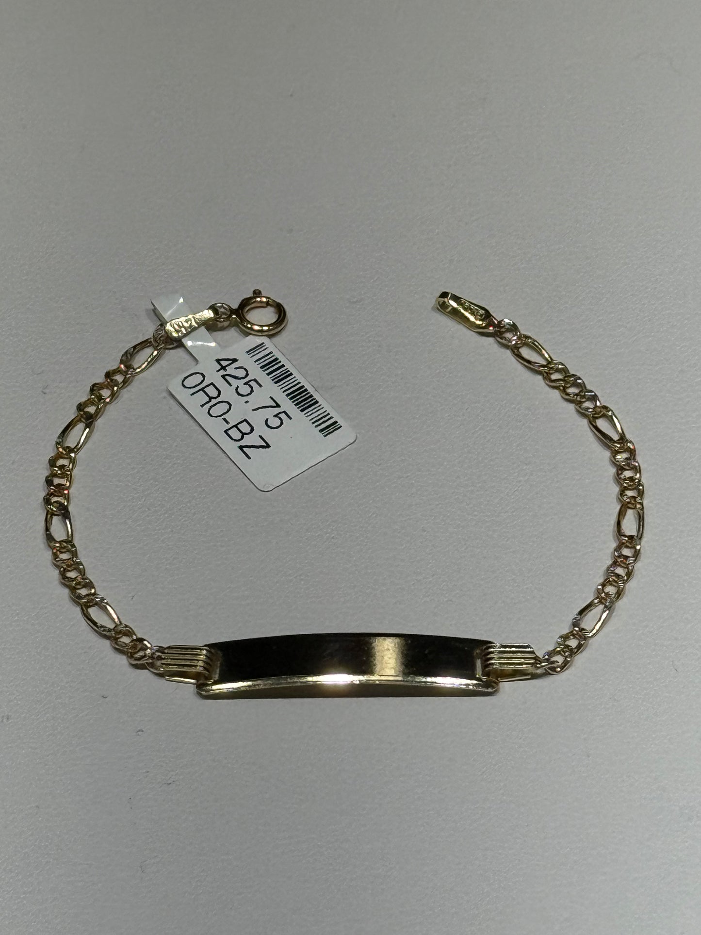14k Baby ID Bracelet Fígaro with Diamond Cut