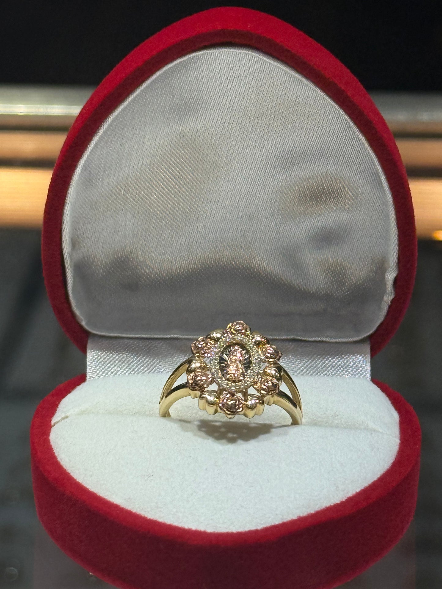 14k Tri-Gold Oval Virgencita Ring