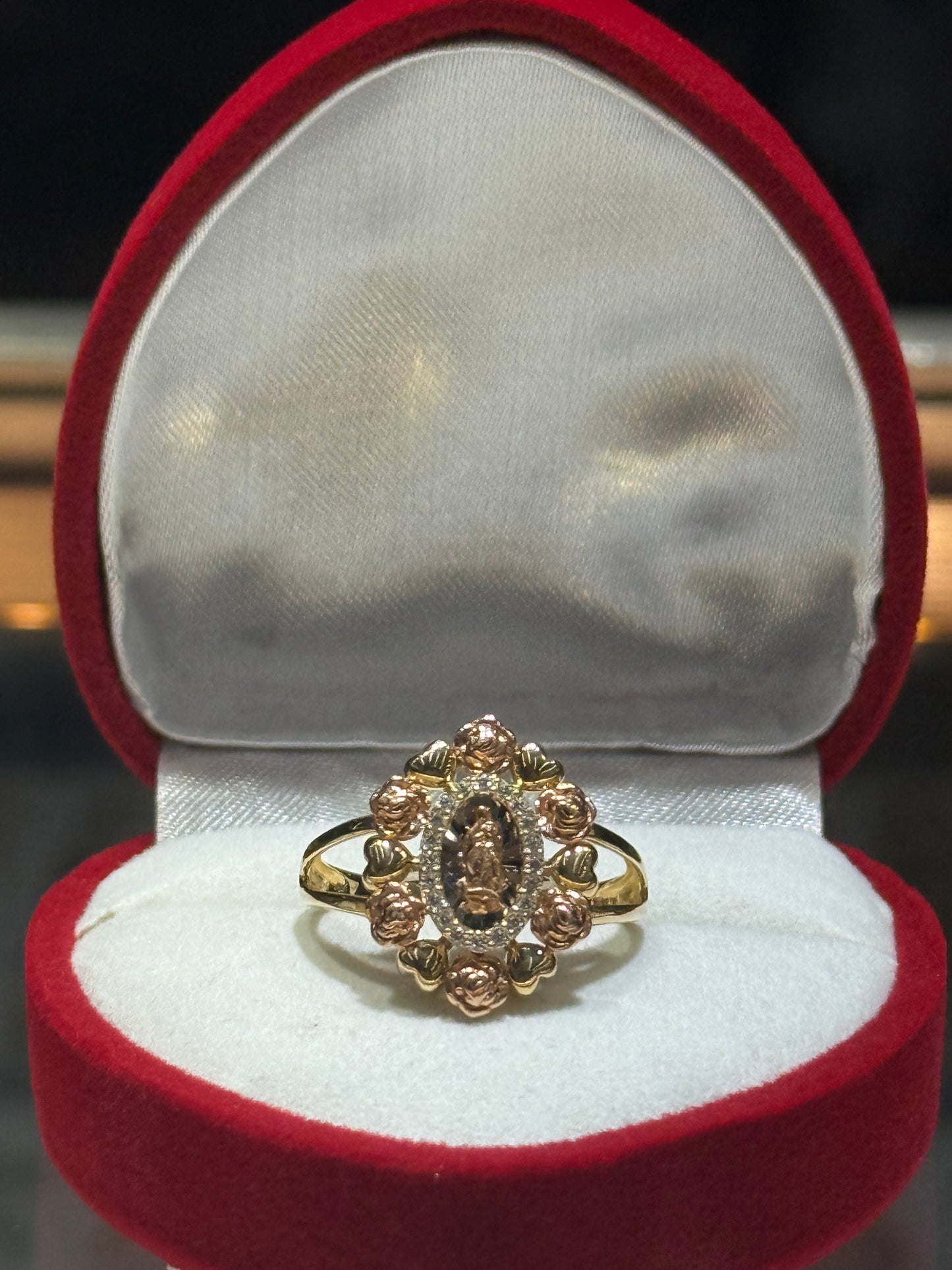14k Tri-Gold Oval Virgencita Ring