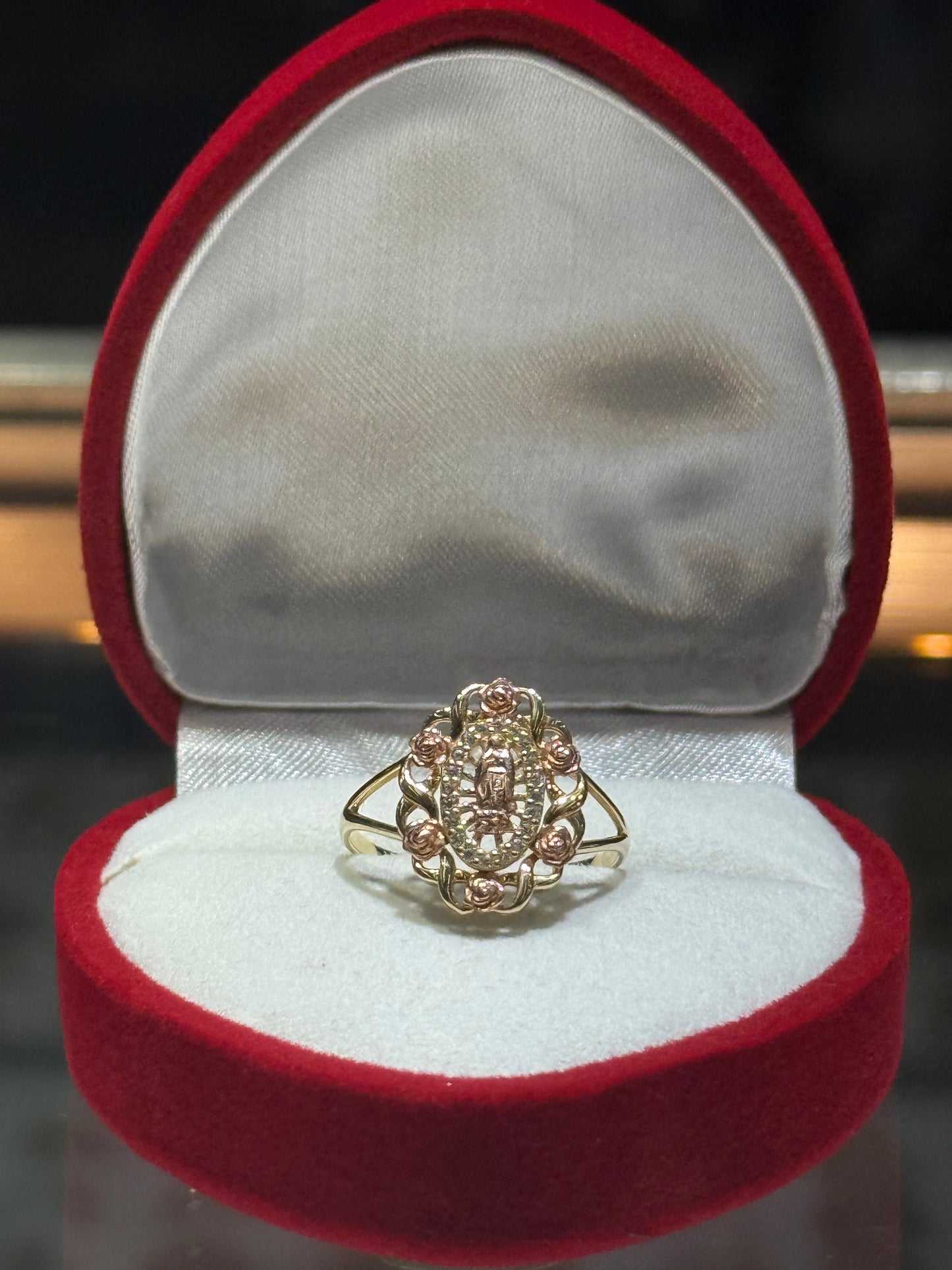 14k Tri-Gold Oval Virgencita Ring