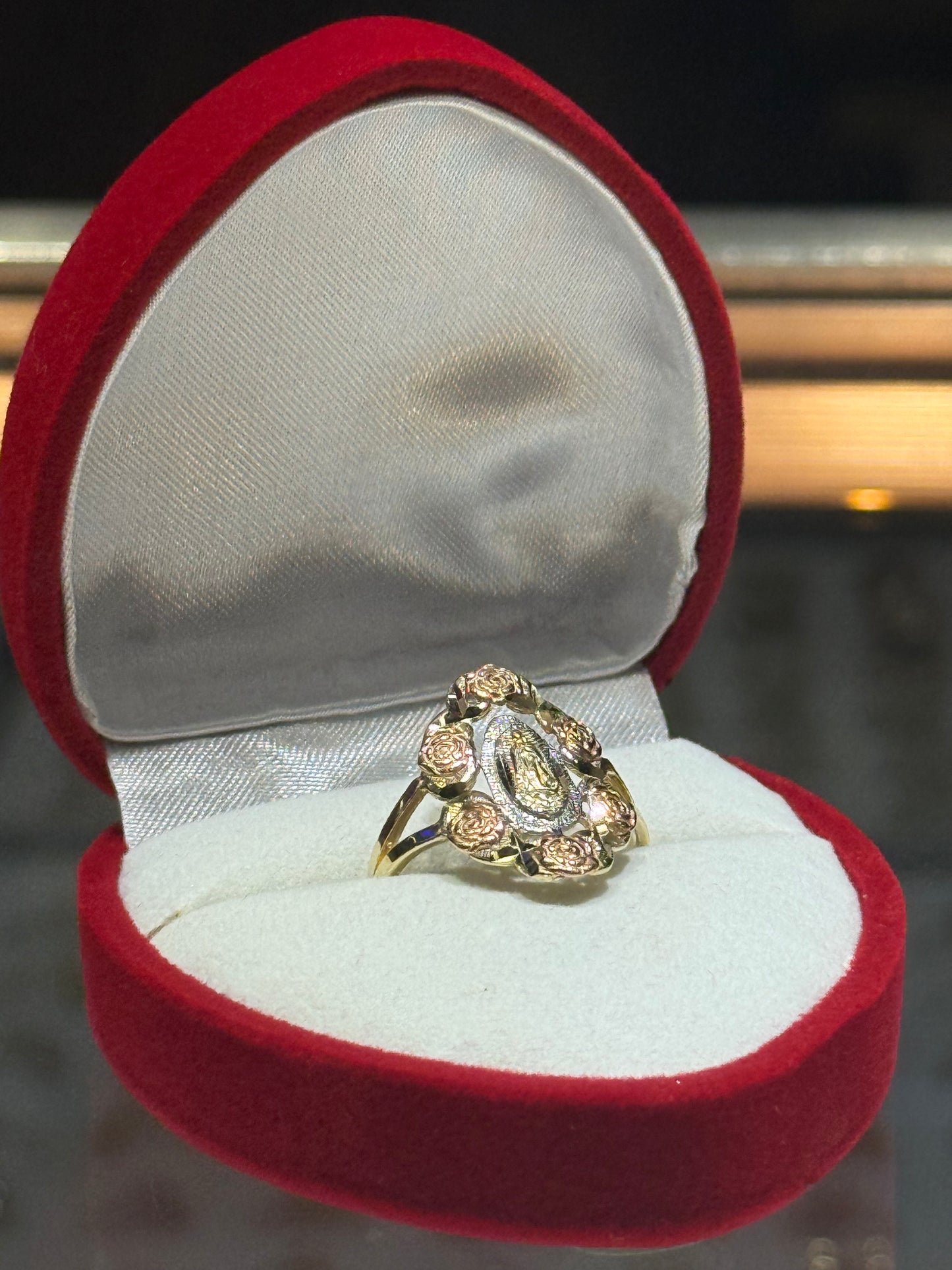 14k Tri-Gold Oval Virgencita Ring