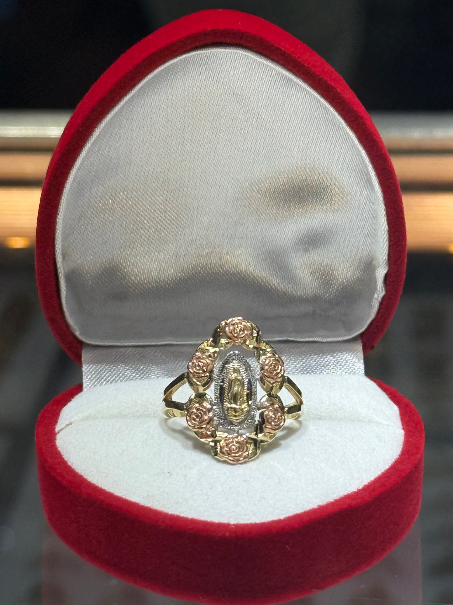 14k Tri-Gold Oval Virgencita Ring