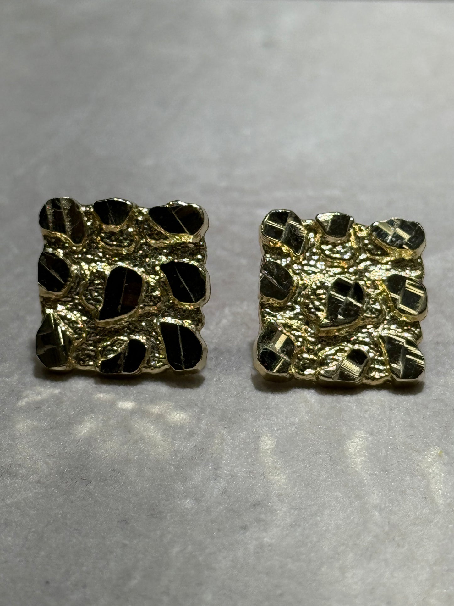 10k Square Nugget Earring