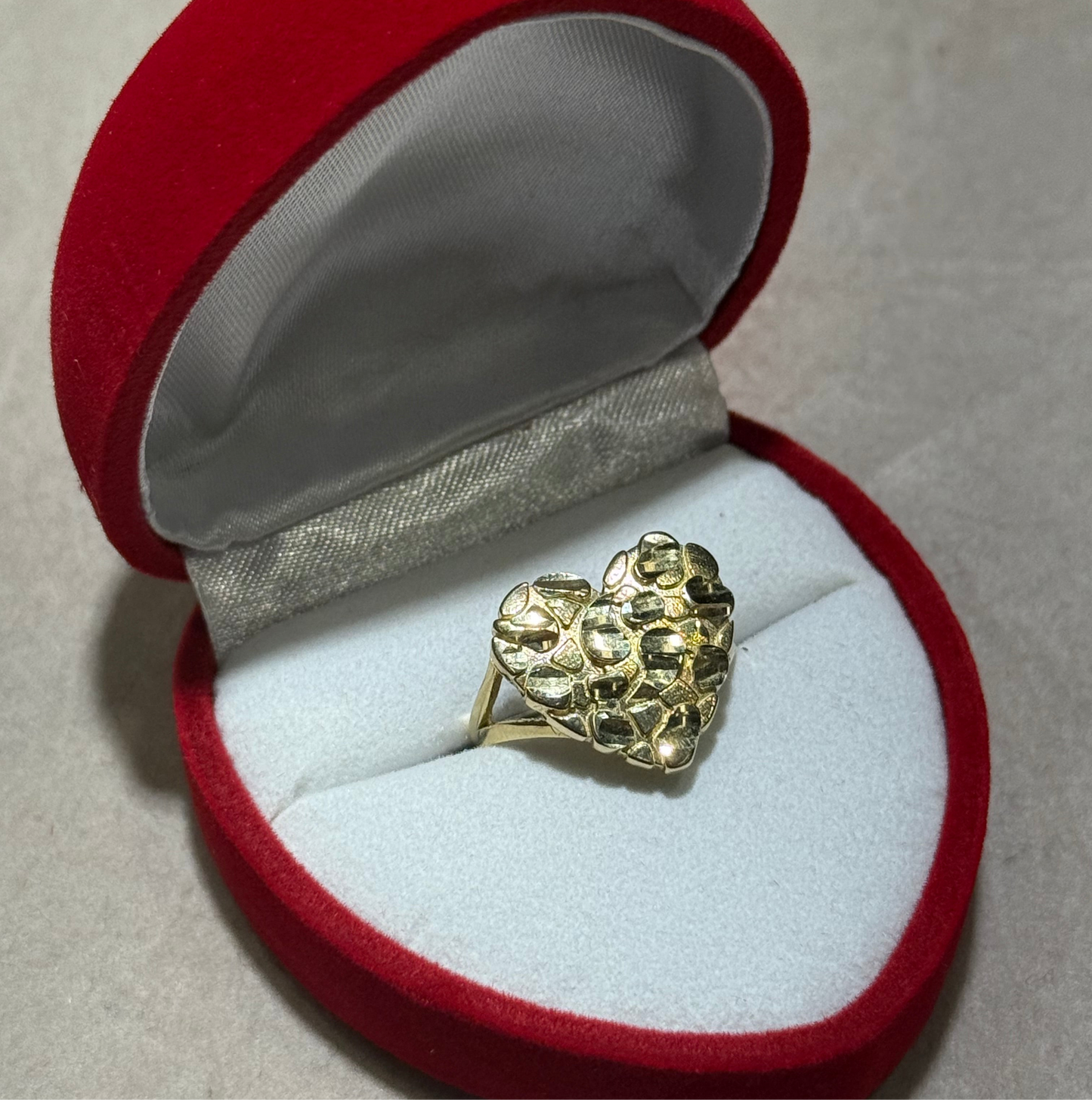 10k Heart Nugget Ring