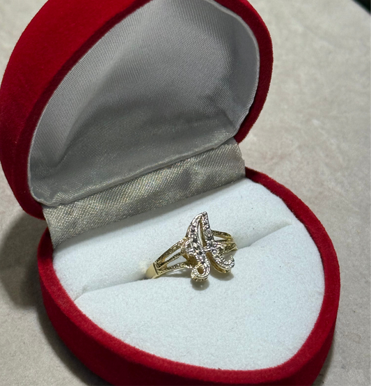 14k Dual Tone Initial Ring (A-K)