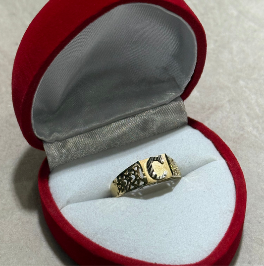10k Block Style Initial Ring