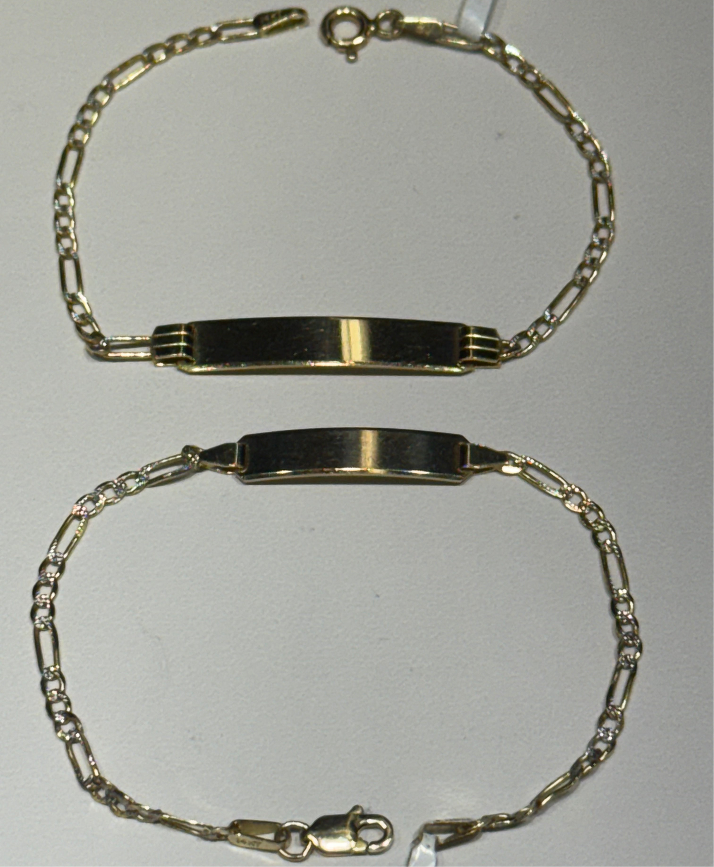 14k Baby ID Bracelet Fígaro with Diamond Cut