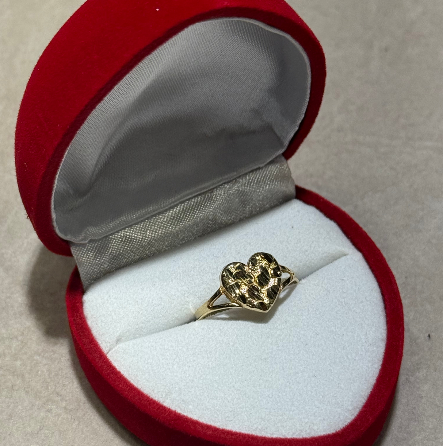 10k Heart Nugget Ring