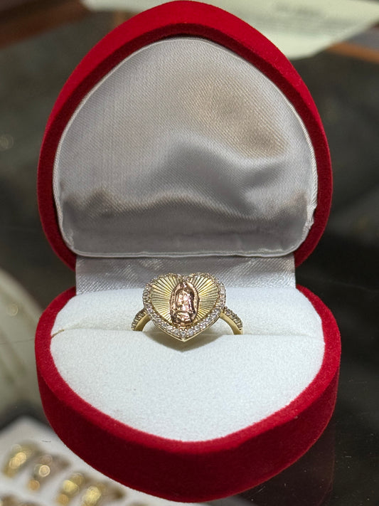 14k Heart Virgencita Two Tone Ring