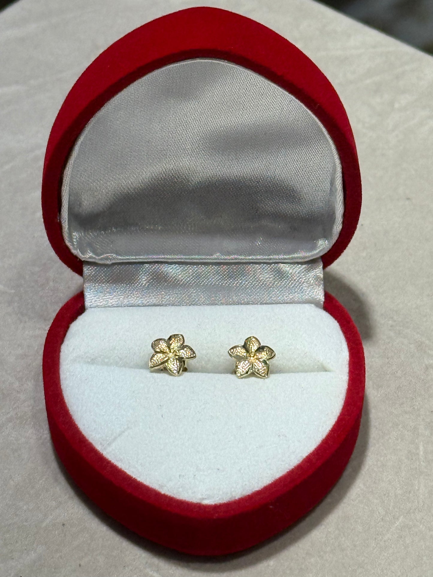 10k Gold Hibiscus Flower Earrings