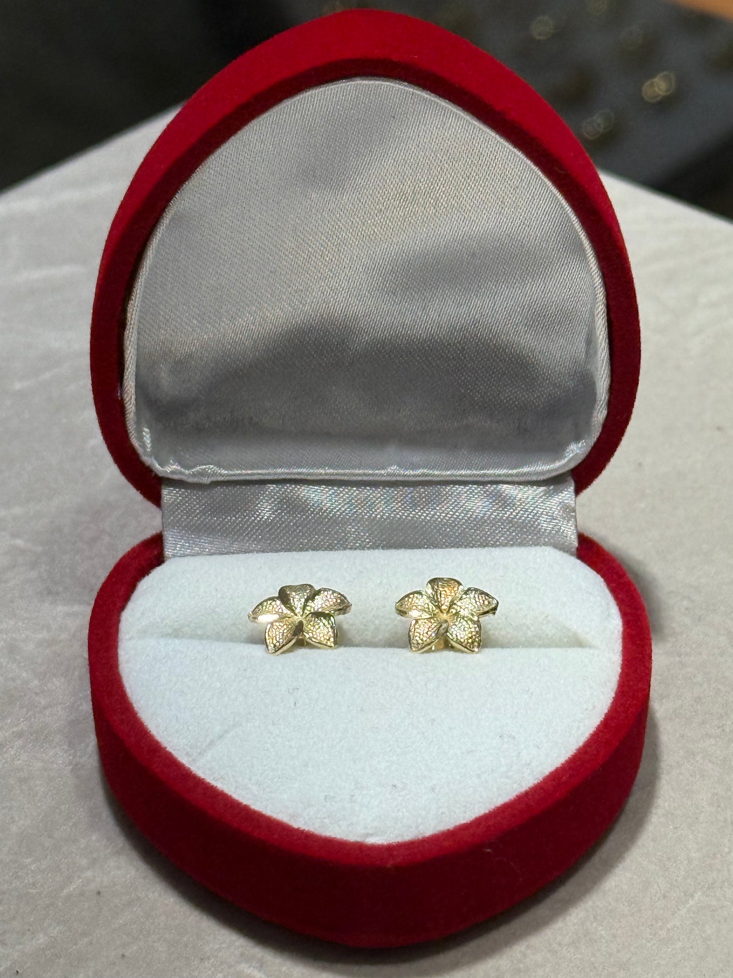 10k Gold Hibiscus Flower Earrings