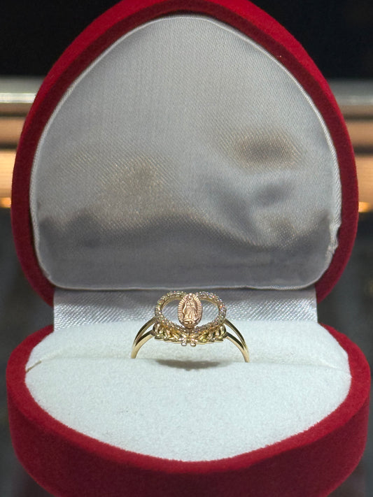 14k Heart Leaves Virgencita Ring