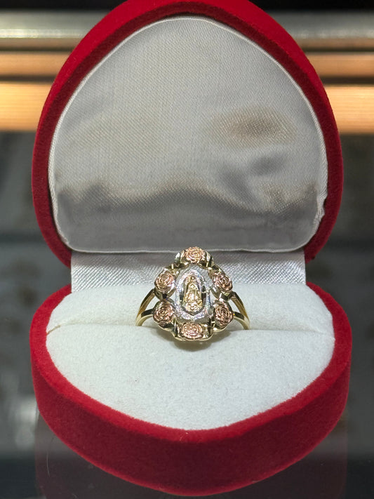 14k Tri-Gold Oval Virgencita Ring