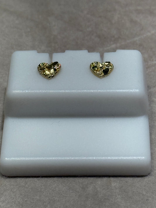 10k Heart Nugget Earrings