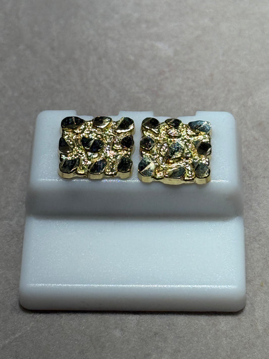 10k Square Nugget Earring